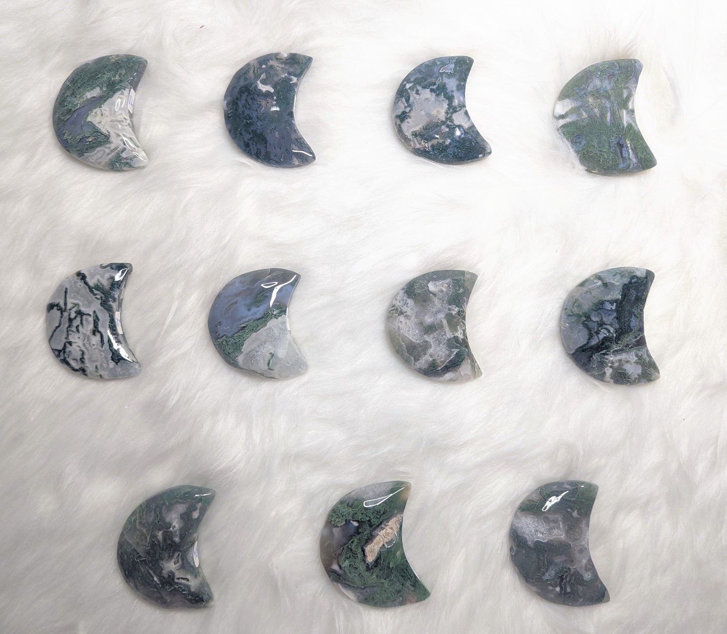 2" inches to 2.25" inches Moss Agate Moon