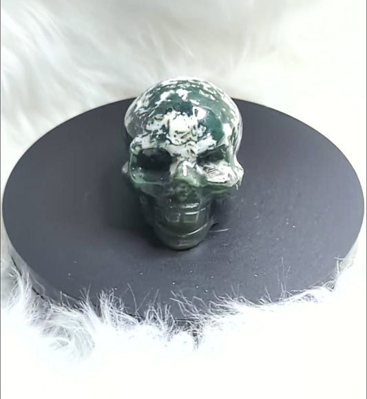 Moss Agate Skull